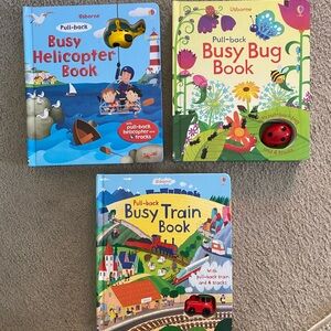 3 Usborne Pull-back Book. Train, Helicopter and Ladybug.